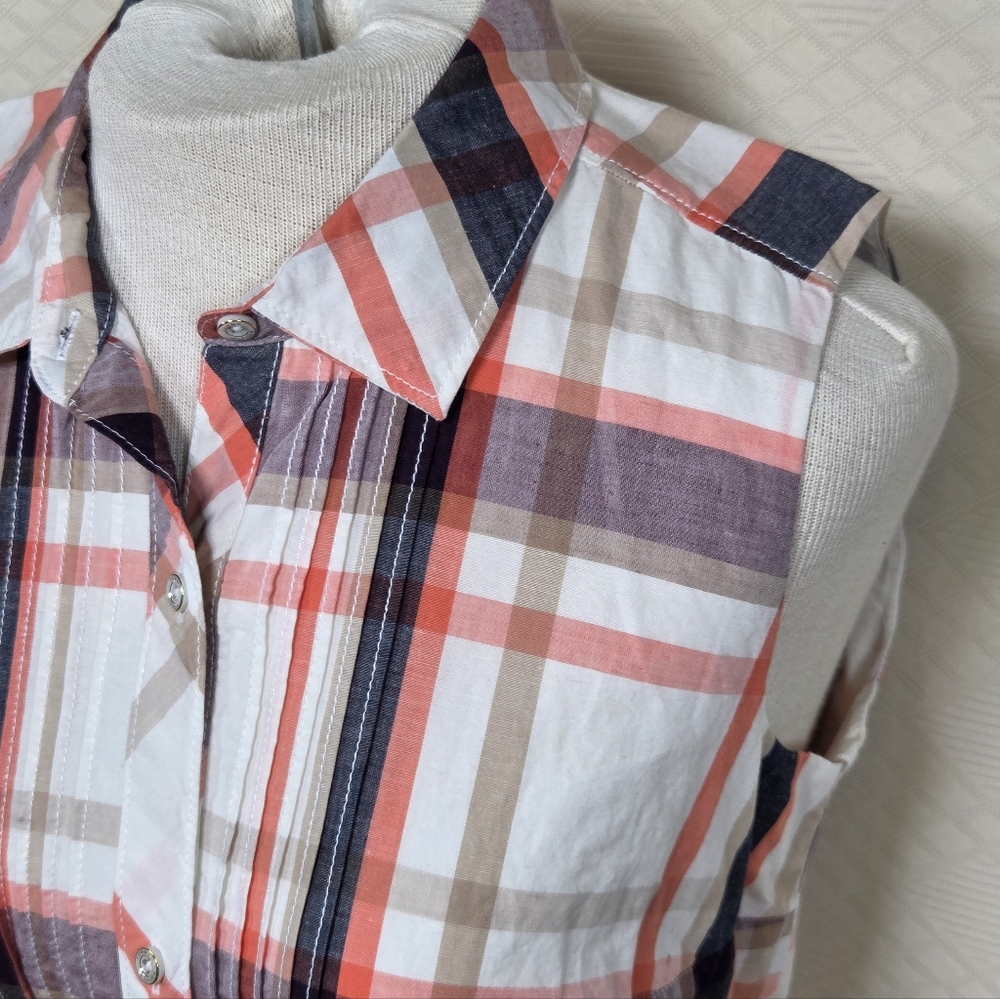 Tommy Hilfiger Sleeveless Button Up Belted Plaid Dress Size-M - Picture 6 of 13